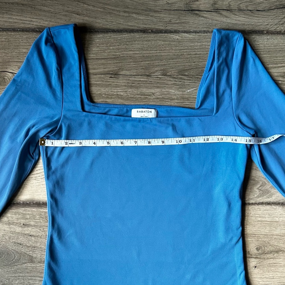 Babaton Blue Square Neck Longsleeve Bodysuit - Picture 4 of 5